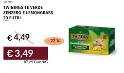 Prezzemolo e Vitale Twinings te verde zenzero e lemongrass 20 filtri offerta