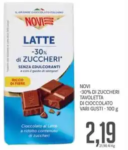 Supermercati Piccolo Novi -30% di zuccheri tavoletta di cioccolato offerta