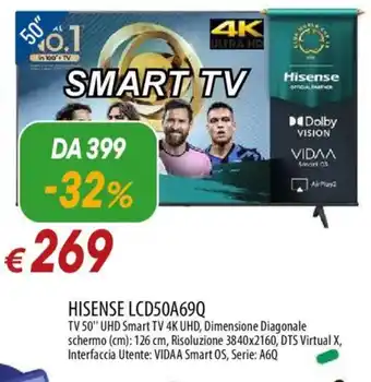 HISENSE LCD50A69Q TV 50" UHD Smart TV