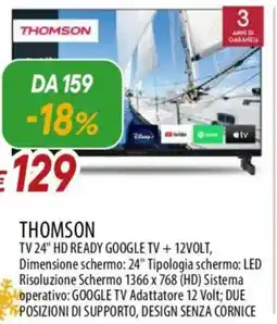 IperFamila THOMSON TV 24" HD READY GOOGLE TV +12VOLT offerta