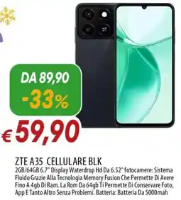 IperFamila ZTE A35 CELLULARE BLK 2GB/64GB 6.7" offerta