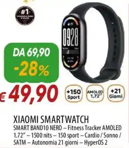 IperFamila XIAOMI smartwatch smart band10 nero offerta