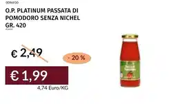 Prezzemolo e Vitale O.p. platinum passata di pomodoro senza nichel offerta