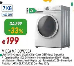 IperFamila MIDEA MF100W70BA LAVATRICE offerta