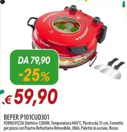 IperFamila BEPER P101CUD301 FORNO PIZZA Elettrico 1200W offerta