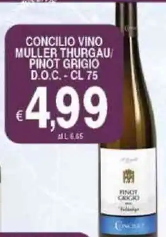Iper Triscount Concilio vino muller thurgau pinot grigio D.O.C. offerta