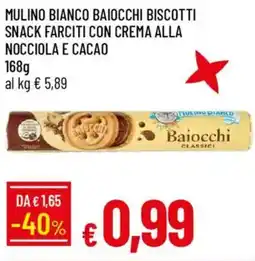 Galassia Mulino bianco baiocchi biscotti snack farciti con crema alla nocciola e cacao offerta