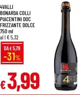 Galassia 4valli bonarda colli piacentini doc frizzante dolce offerta