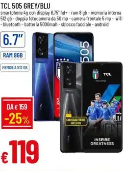 Galassia TCL 505 GREY/BLU smartphone offerta