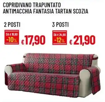 Galassia Copridivano trapuntato antimacchia fantasia tartan scozia offerta