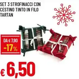 Galassia Set 3 strofinacci con cestino tinto in filo tartan offerta