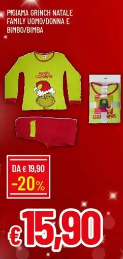 Galassia Pigiama grinch natale family uomo/donna e bimbo/bimba offerta