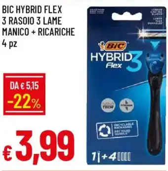 Galassia Bic hybrid flex 3 rasoio 3 lame manico + ricariche 4 pz offerta