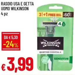 Galassia Rasoio usa e getta uomo wilkinson 4 pz offerta