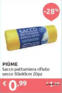 Ipersoap PIÙME Sacco pattumiera rifiuto secco 50x60cm 20pz offerta