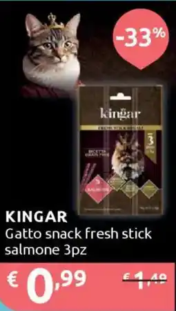 Ipersoap KINGAR Gatto snack fresh stick salmone 3pz offerta