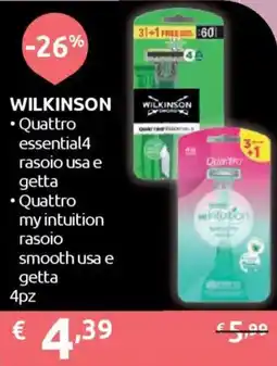 Ipersoap WILKINSON Quattro essential4 rasoio usa e getta offerta