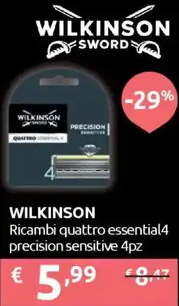 Ipersoap WILKINSON Ricambi quattro essential4 precision sensitive 4pz offerta