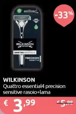 Ipersoap WILKINSON Quattro essential4 precision sensitive rasoio+lama offerta