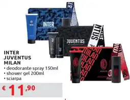 Ipersoap INTER JUVENTUS MILAN deodorante spray - shower gel - sciarpa offerta