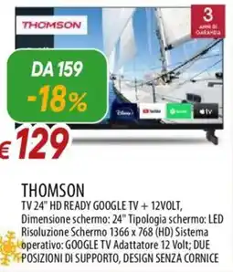 Galassia THOMSON TV 24" HD READY GOOGLE TV +12VOLT offerta