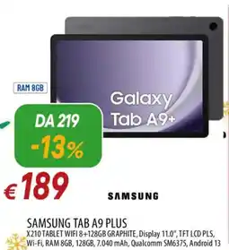 Galassia SAMSUNG TAB A9 PLUS X210 TABLET WIFI offerta