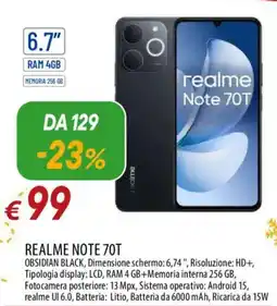 Galassia REALME Note 70T offerta