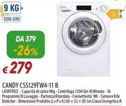 Galassia CANDY CSS129TW4-11 B LAVATRICE offerta
