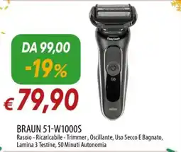 Galassia BRAUN 51-W1000S Rasoio offerta