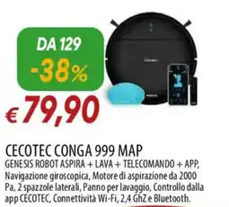 Galassia CECOTEC CONGA 999 MAP GENESIS ROBOT ASPIRA+LAVA + TELECOMANDO + APP offerta