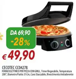 Galassia CECOTEC CC04278 FORNO ELETTRICO PER PIZZA CON GRILL offerta