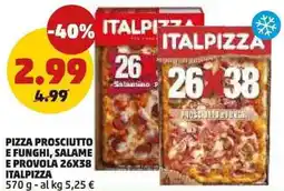 PENNY Pizza prosciutto e funghi, salame e provola 26x38 ITALPIZZA offerta