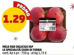 PENNY Mele red delicius igp LE SPECIALITÀ CUOR DI TERRA offerta