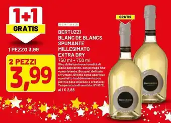 DPiù Bertuzzi blanc de blancs spumante millesimato extra dry offerta