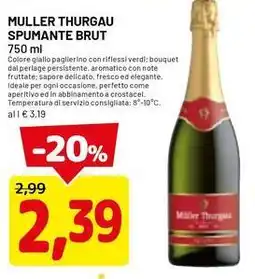DPiù Muller thurgau spumante brut offerta