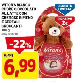 DPiù Witor's bianco cuore cioccolato al latte offerta