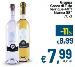 Qui Discount Grappa Greco di Tufo barrique 40°/ bianca 38° offerta
