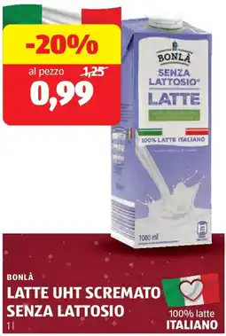 ALDI Bonlà latte uht scremato senza lattosio offerta
