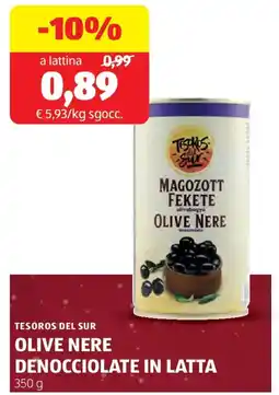 ALDI Tesoros del sur olive nere denocciolate in latta offerta