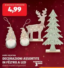 ALDI Home creation decorazioni assortite in feltro a led offerta
