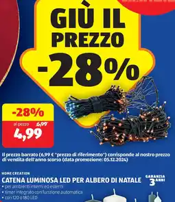 ALDI Home creation catena luminosa led per albero di natale offerta