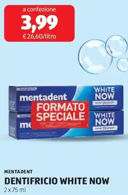 ALDI Mentadent dentifricio white now offerta