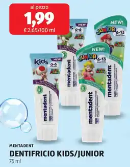 ALDI Mentadent dentifricio kids/junior offerta