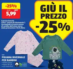 ALDI L&d pigiama invernale per bambini offerta
