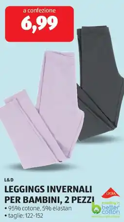 ALDI L&d leggings invernali per bambini, 2 pezzi offerta