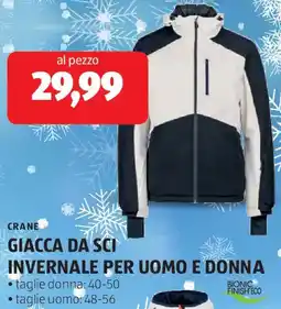ALDI Crane giacca da sci invernale per uomo e donna offerta