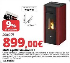 Brico Io Stufa a pellet Amaranto 9 offerta