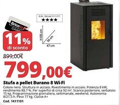 Brico Io Bricoio Stufa a pellet Burano 8 Wi-Fi offerta