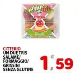 Premium Supermercati Citterio un due tris salame/ formaggio/ grissini senza glutine offerta