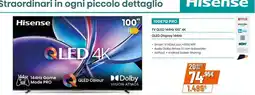 Expert Hisense TV QLED 144Hz 100" 4K QLED Display 144Hz 100E7Q PRO offerta